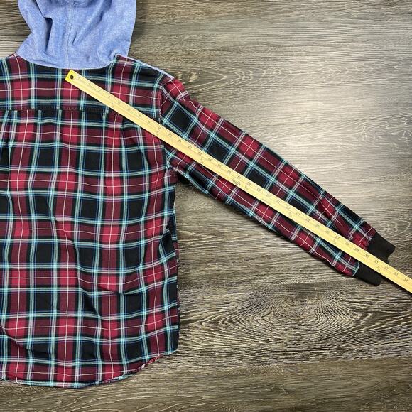 Men’s Shacket Medium Modern Amusement Button Up Flannel Plaid Denim Lumberjack - Picture 8 of 12